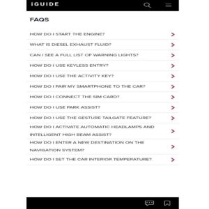 jaguar-iguide-app-android-faq jaguar land rover iguide faq section main screen on the android app