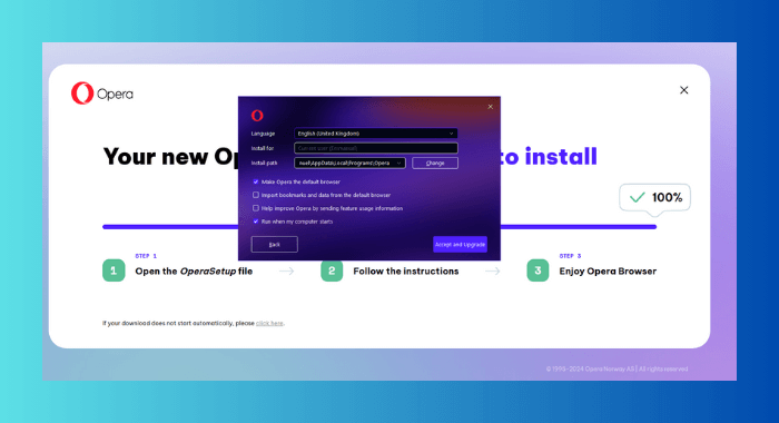 remove-open-at-login-programs-windows-app-install opera browser software install screen with options banner