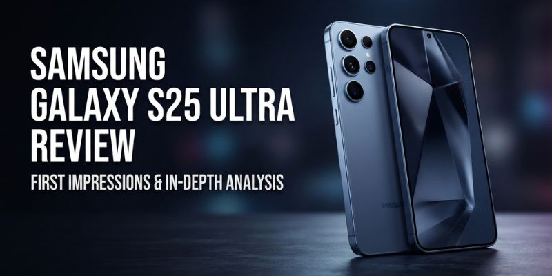 Samsung Galaxy S25 Ultra in grey with front glass and rear camera setup view